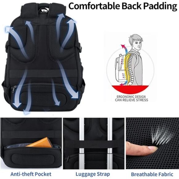 17.3'' Travel Laptop Backpack TSA Friendly,Water Resistant Anti Theft ExtraLarge - Picture 4 of 14